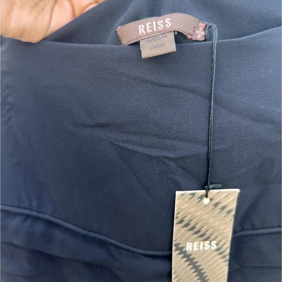 Reiss | NWT Grace Pleated Ruffle Tiered 100% Silk Skirt Black Size US 2 - Picture 3 of 9